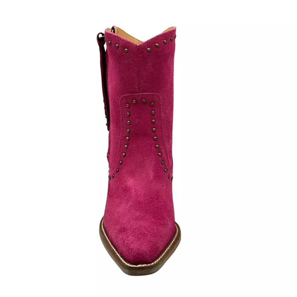Dingo Classy N Sassy Women's Western Boot Size 8.5 Fuchsia Suede Upper Side Zip - Picture 4 of 13
